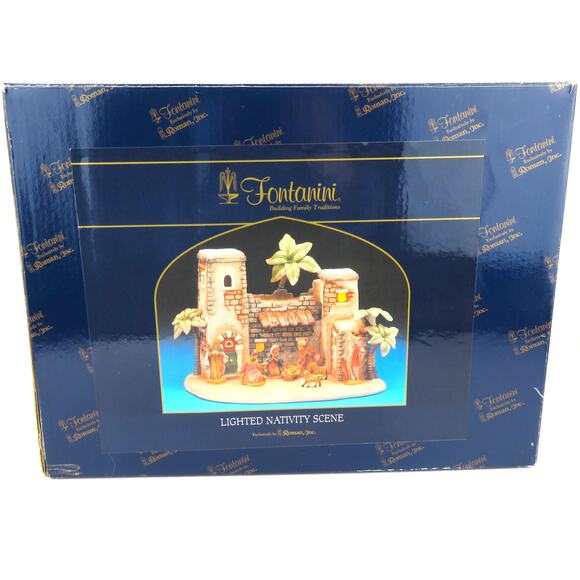 Fontanini Lighted Ceramic Nativity Scene Roman Inc 2004 #50404 Christmas Display - Picture 12 of 16